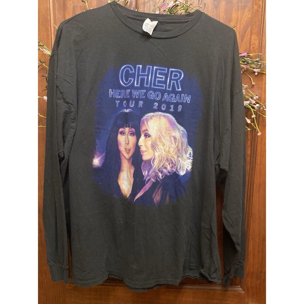 2019 Cher Here We Go Again Concert Tour Shirt 2XL Black Dbl Sided Long Sleeve